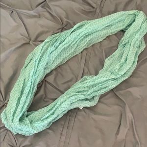 Teal and white infinity scarf